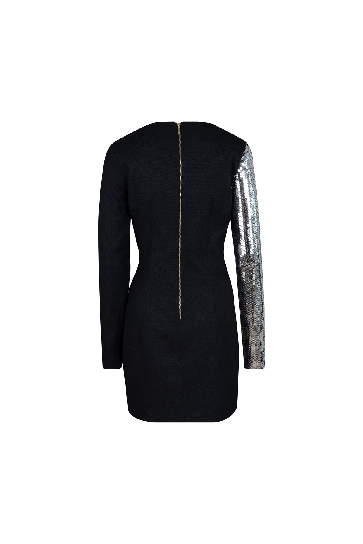 Black One Sided Silver Sequin Short Dress