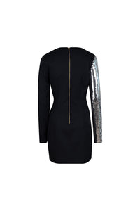 Black One Sided Silver Sequin Short Dress