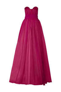 Pink Strapless Tulle Gown