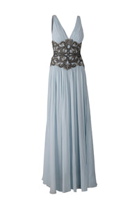 Baby Blue Silver Beaded Gown
