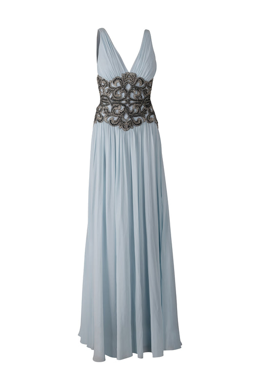 Baby Blue Silver Beaded Gown
