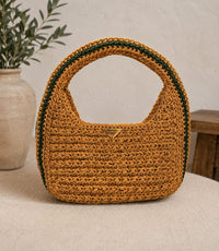 Caramel & Green Cloe crochet hand bag