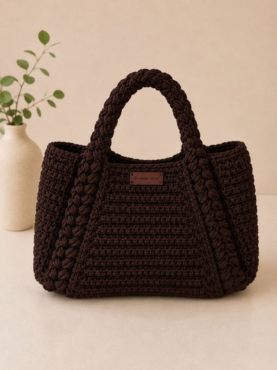 Brown crochet tote bag