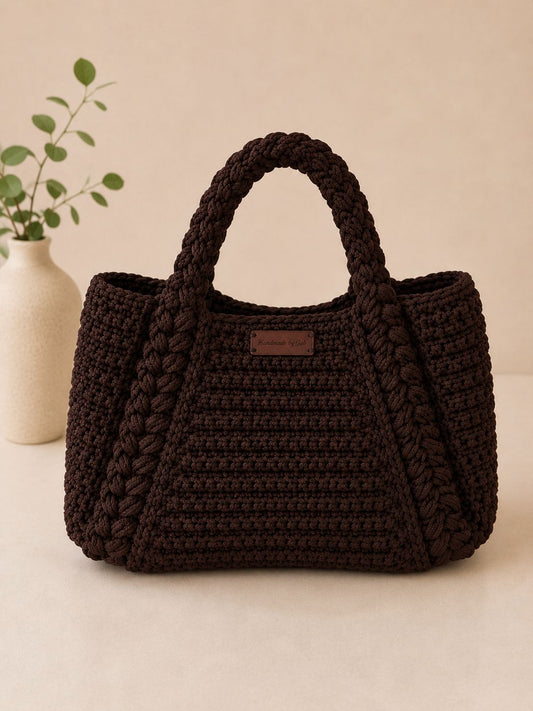 Brown crochet tote bag