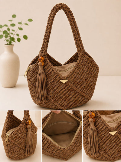 Dune mocha crochet bag