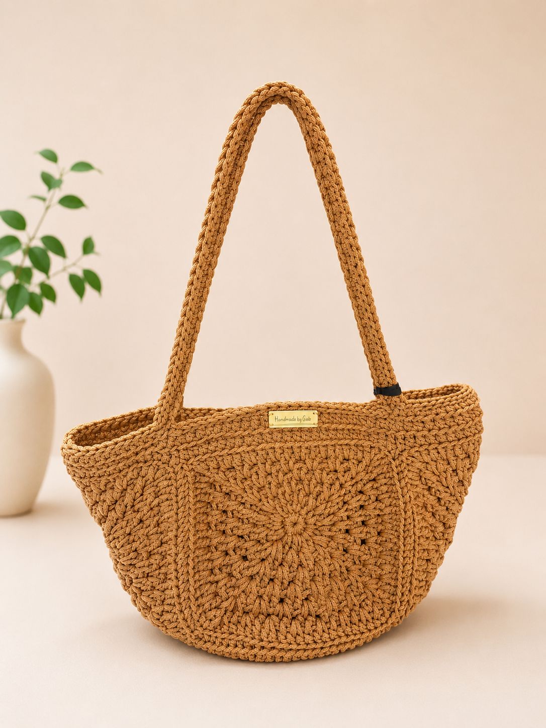 Caramel Tan Beach Crochet Bag