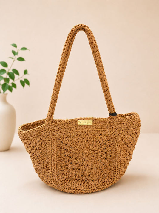 Caramel Tan Beach Crochet Bag