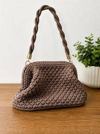 Mocha Luxe Crochet Shoulder Bag