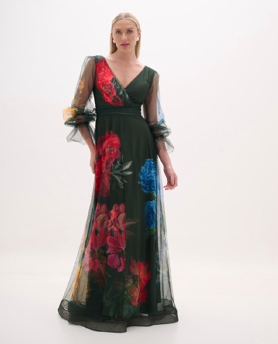 Green Tulle Floral Dress