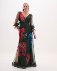 Green Tulle Floral Dress