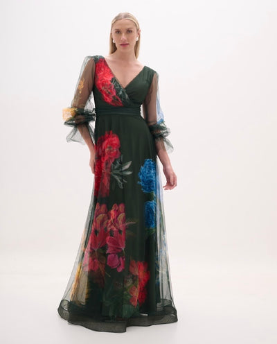 Green Tulle Floral Dress