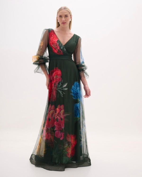 Green Tulle Floral Dress