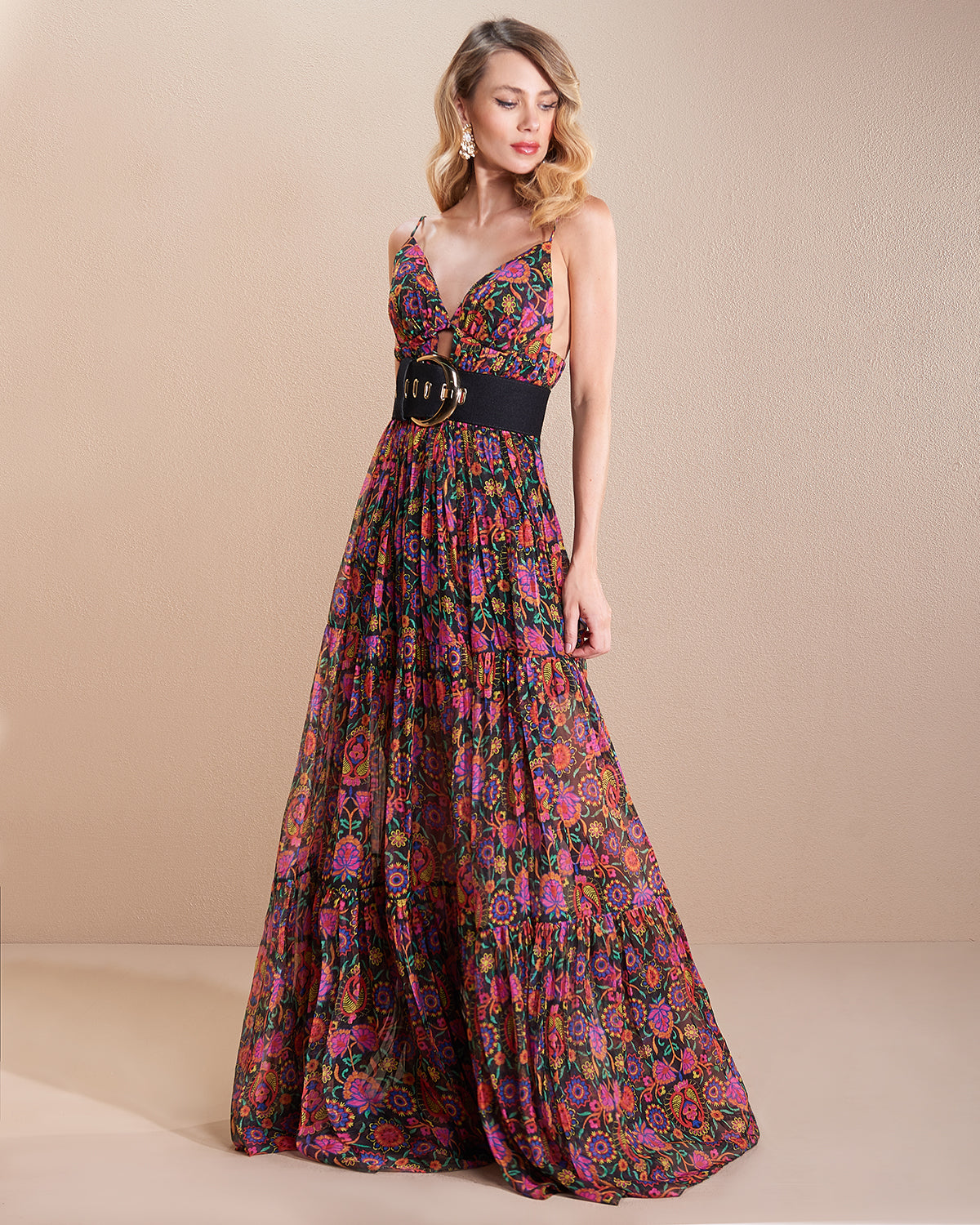 Multi-Color Floral Sleeveless Layered Dress