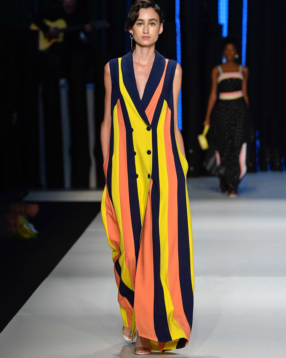 Tri-Color Vest Long Dress