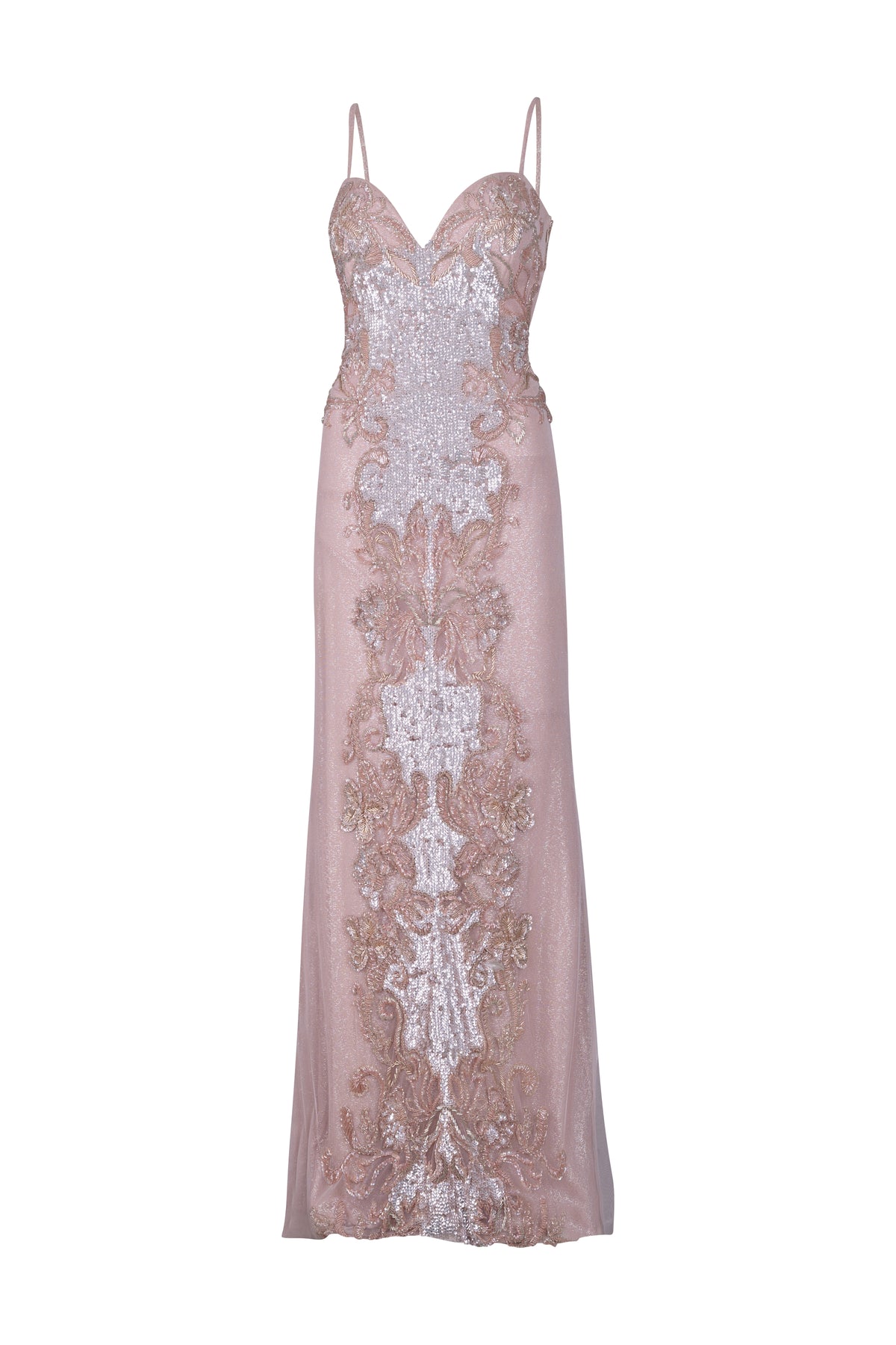 Pink and Silver Beaded Gown