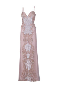 Pink and Silver Beaded Gown