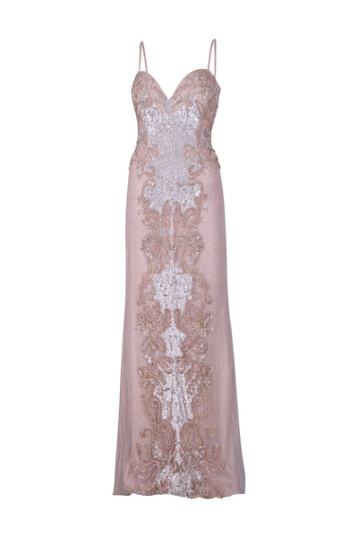 Pink and Silver Beaded Gown
