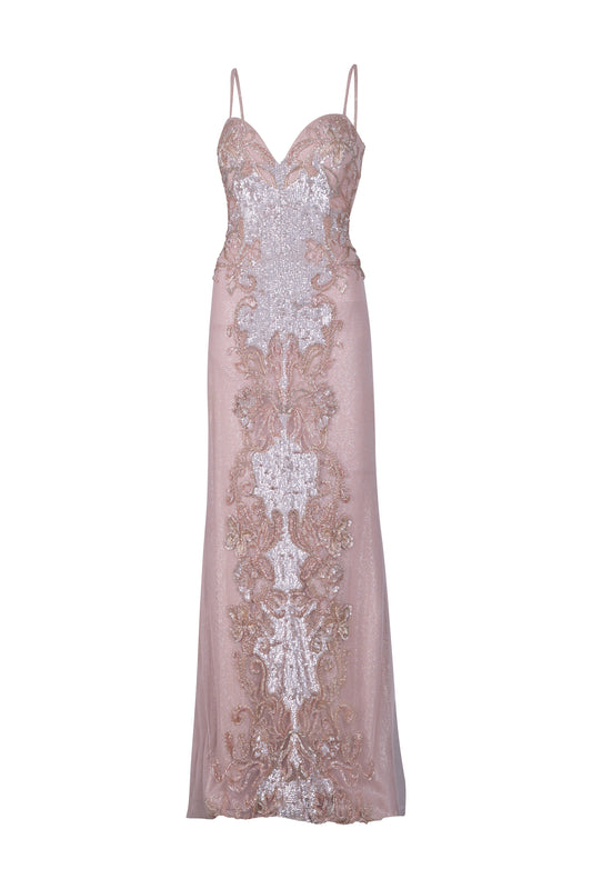 Pink and Silver Beaded Gown
