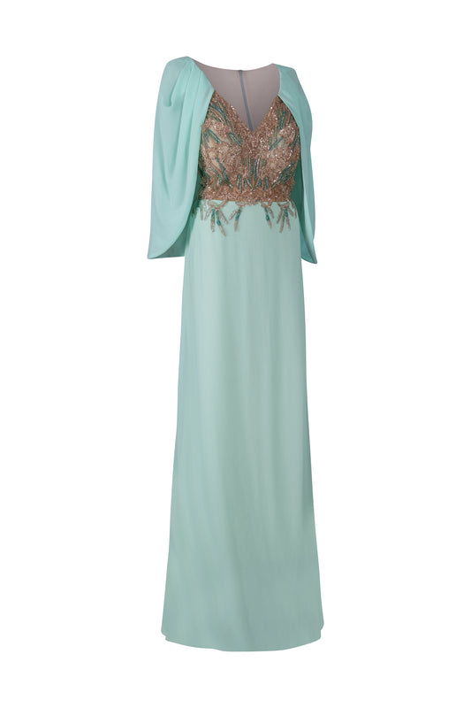Mint Green Beaded Gown