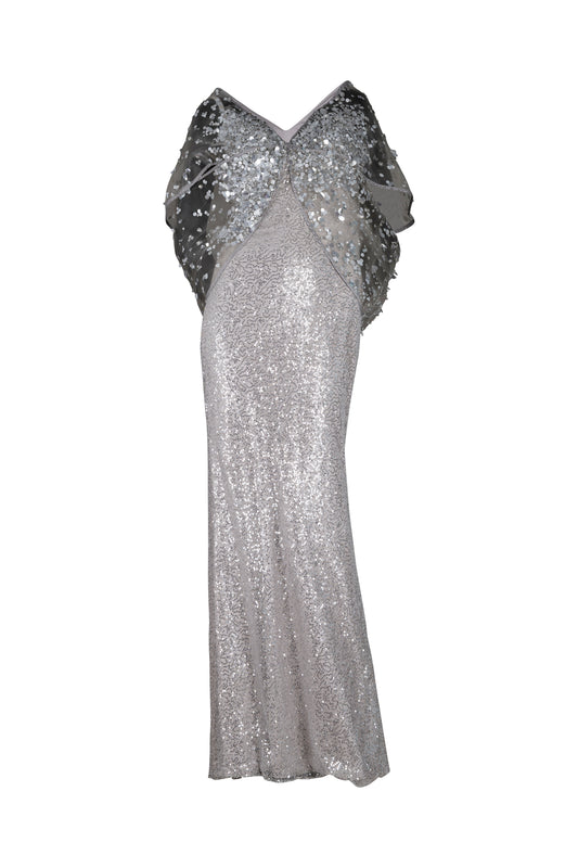 Silver Knit Butterfly Gown