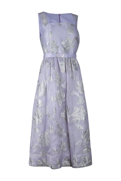 Lavender and Silver Brocade Midi Dress