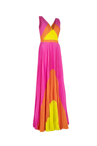 Tri Color Pink Pleated Dress