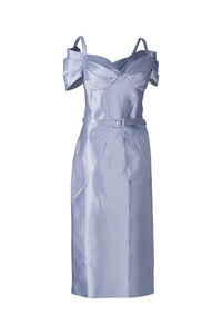 Sky Blue Cold Shoulder Midi Dress