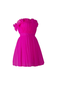 Hot Pink Tulle Strapless Dress