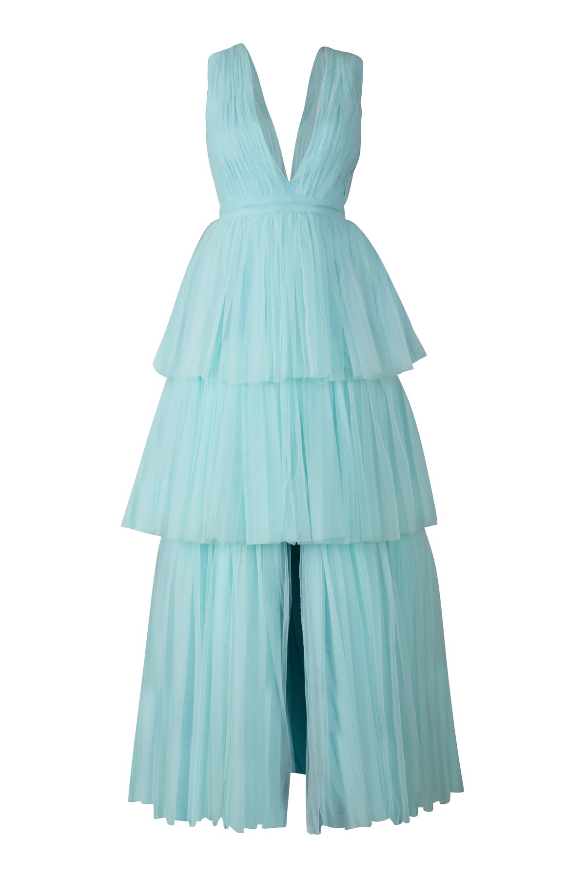 Robin Egg Blue Tulle Layered Gown