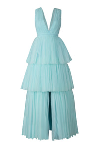 Robin Egg Blue Tulle Layered Gown