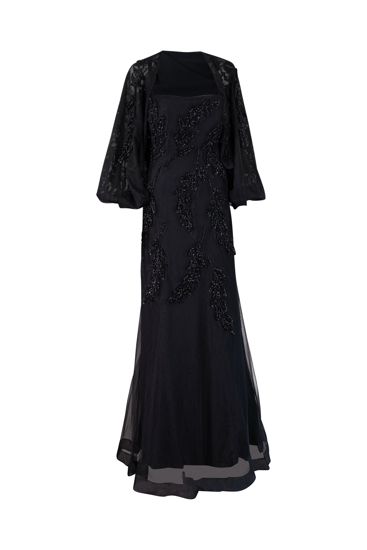 Two Piece Black Beaded Gown
