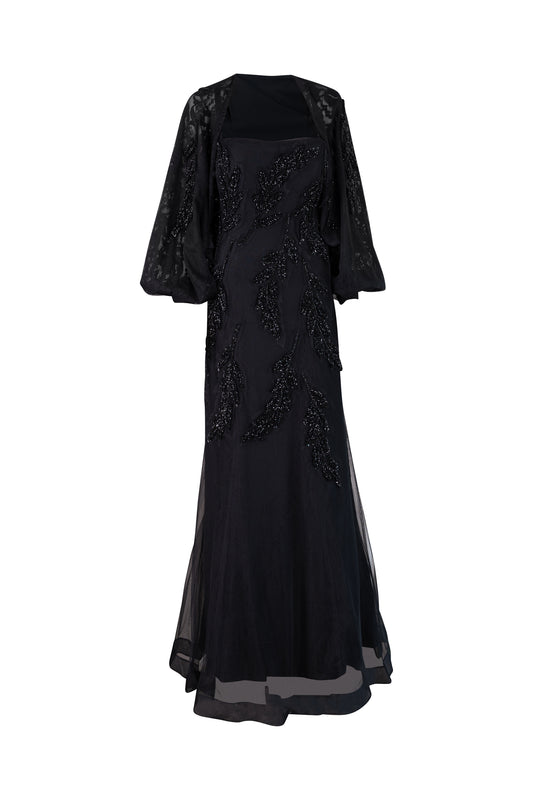 Two Piece Black Beaded Gown