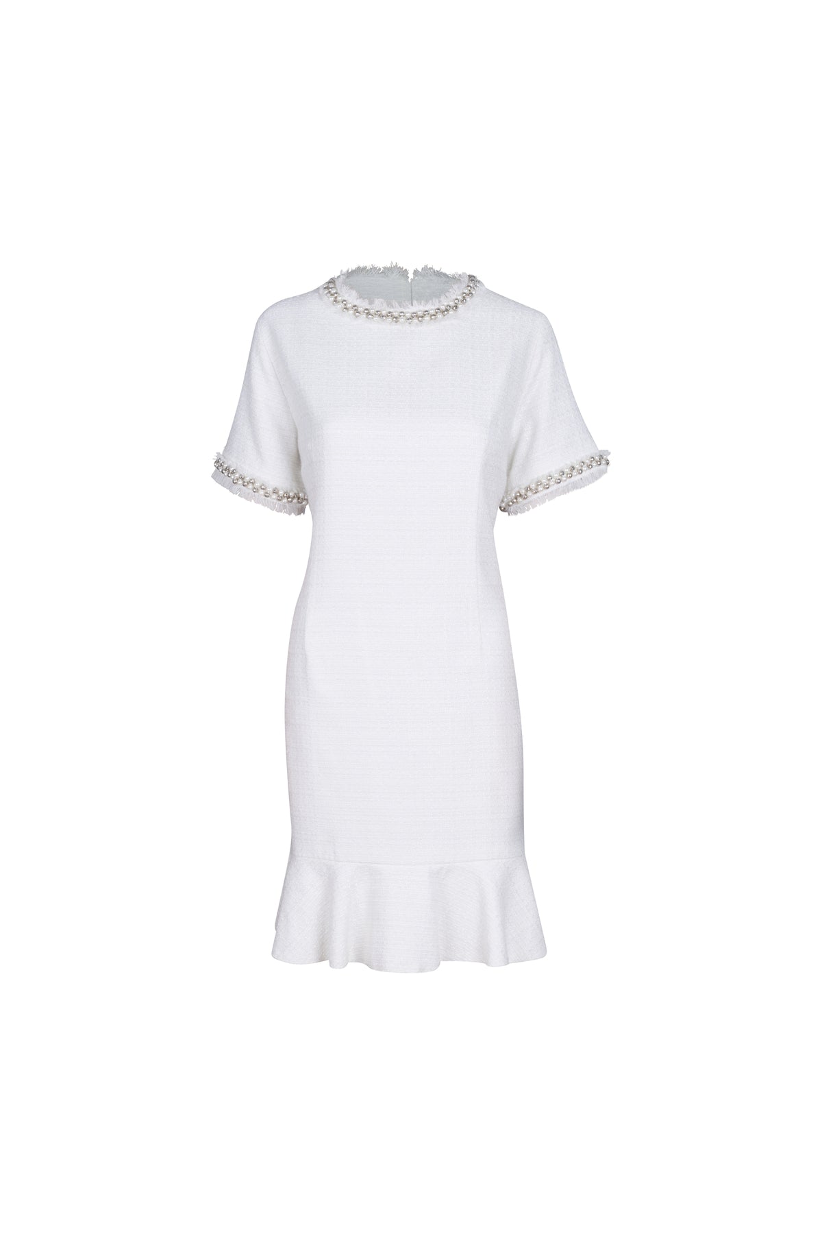 Off White Tweed Pearl Dress