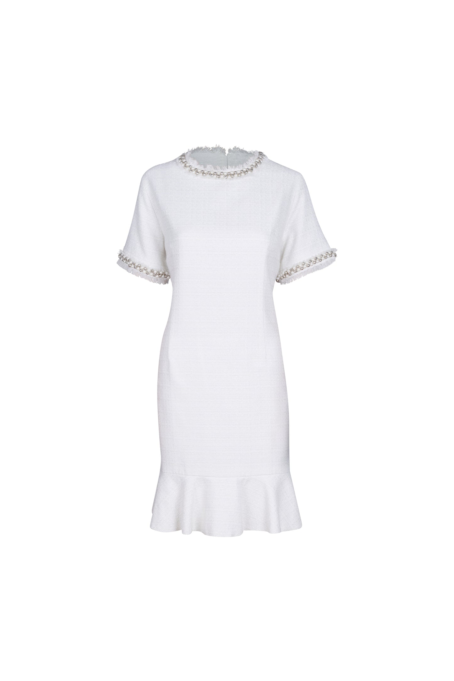 Off White Tweed Pearl Dress