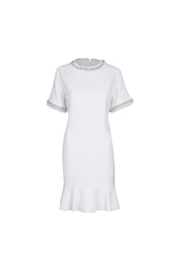 Off White Tweed Pearl Dress