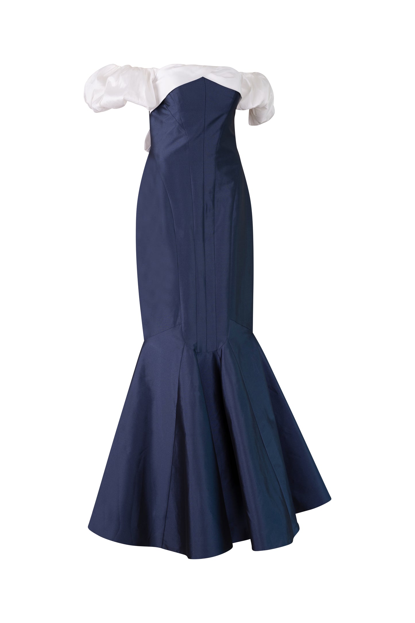 Navy and White Taffeta Gown