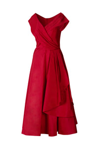 Red Off Shoulder Taffeta Cocktail Dress