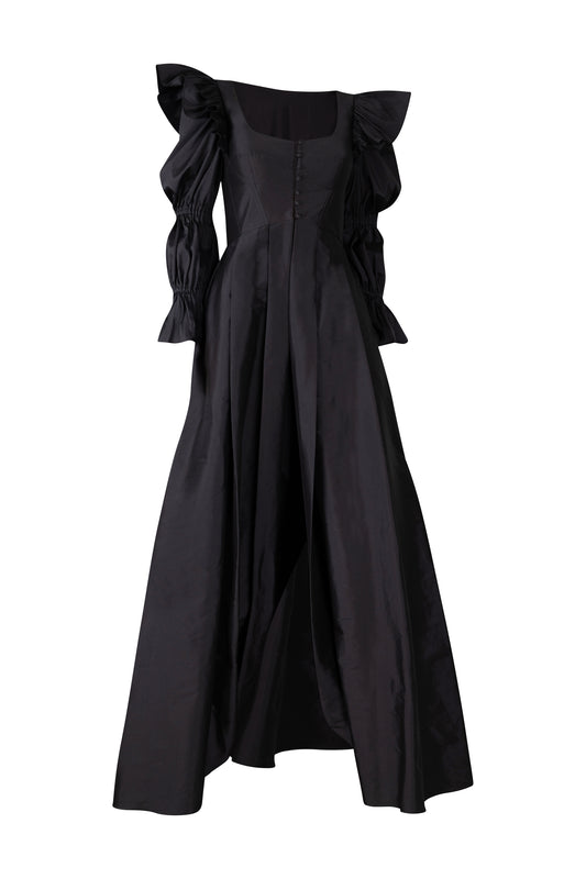 Two Piece Black Taffeta Cape