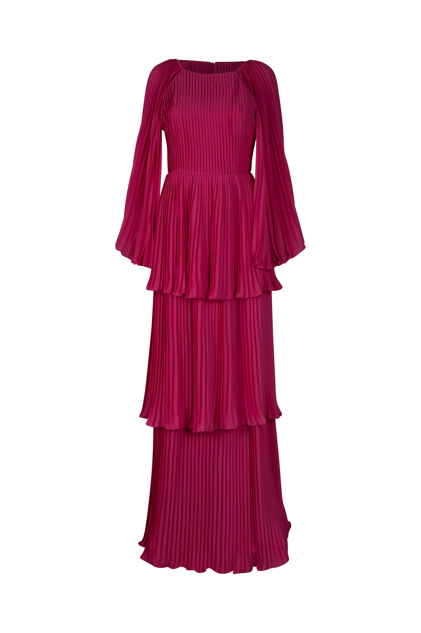 Pink Pleated Cape Sleeve Dress