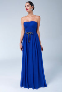 Strapless Cobalt Blue Silk Gown
