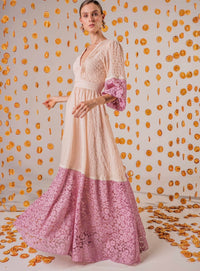 Nude Lavender Lace Dress