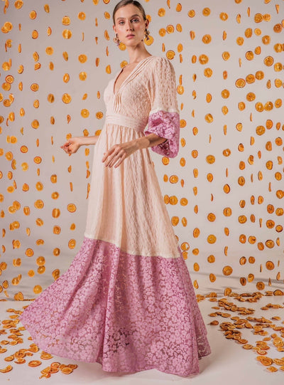 Nude Lavender Lace Dress