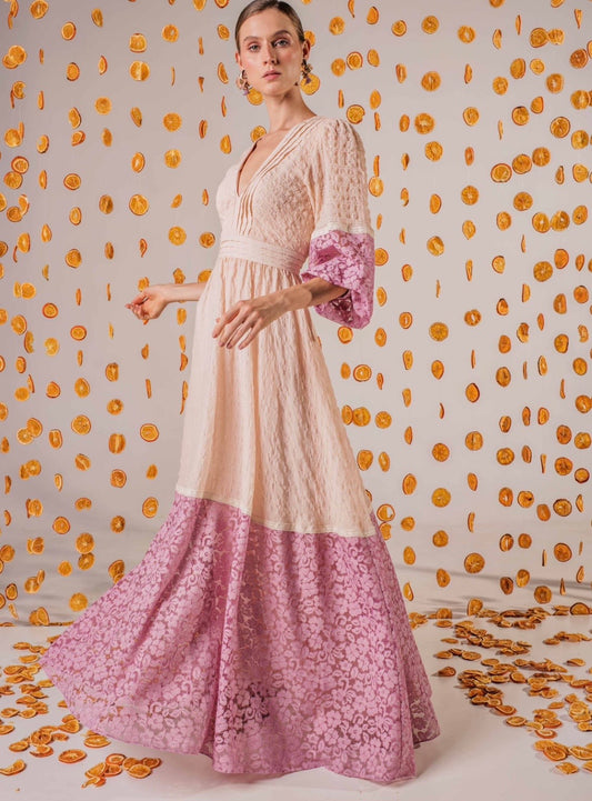 Nude Lavender Lace Dress