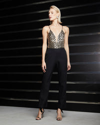 Black and Rose Gold Sequin Jumpsuit