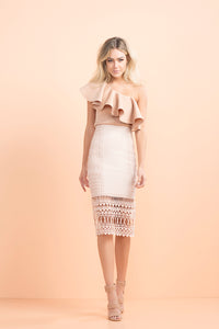 Pink and Nude Lace on the Side Short Skirt