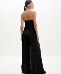 Black Strapless Jumpsuit with Cape