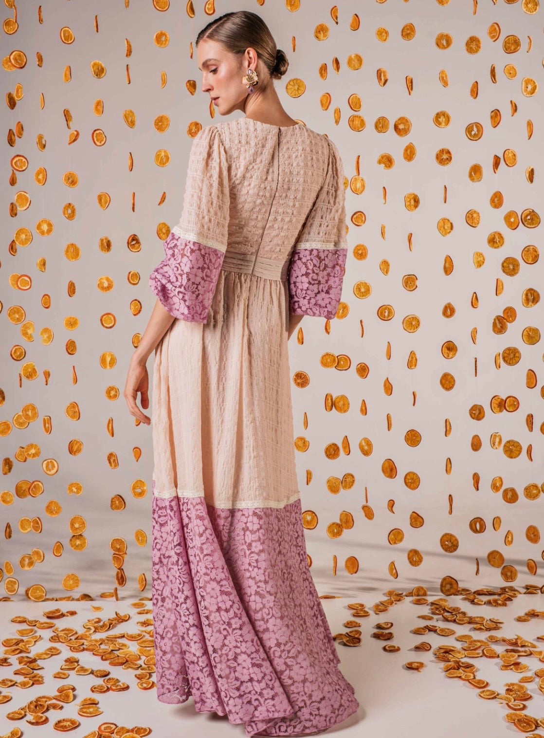 Nude Lavender Lace Dress