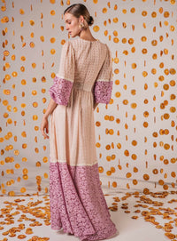 Nude Lavender Lace Dress