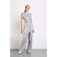 Silver Metallic Lame Two Piece Set