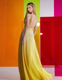 Ombre Yellow Hand Beaded Gown